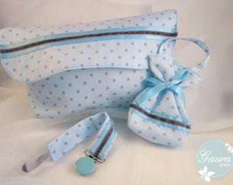 Kit_gaura_Kitds: Chupetero-dummy-diaper bag / Diaper bag-Pacifier pod-Pacifier holder / Sac à couches Attache sucette Sac sucette