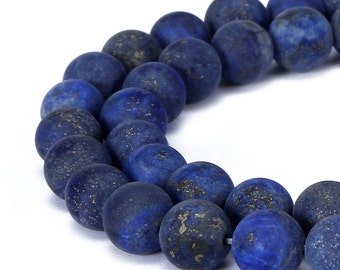 Matte Round Well Polish Lapis Lazuli Gemstone Loose Beads 15.5 Inch per Strand, Size 6mm/8mm/10mm/12mm.R-M-LAP-0174