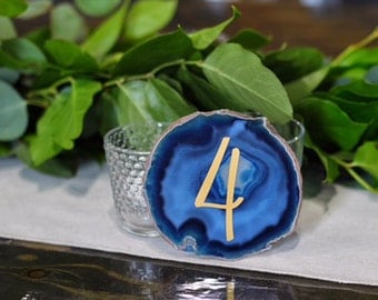 Wedding Table Numbers with Gold or Silver Vinyl - Wedding Decor -Agate Table Numbers - Gold or Silver - Modern Table Decor
