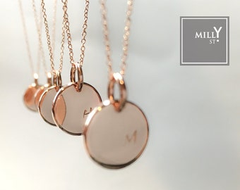 Initial Necklace / Personalized 12mm Heavy Sleek Disc/ Hand Stamped or Engraved/ Good for Bridesmaid, Birthday and Love Gift