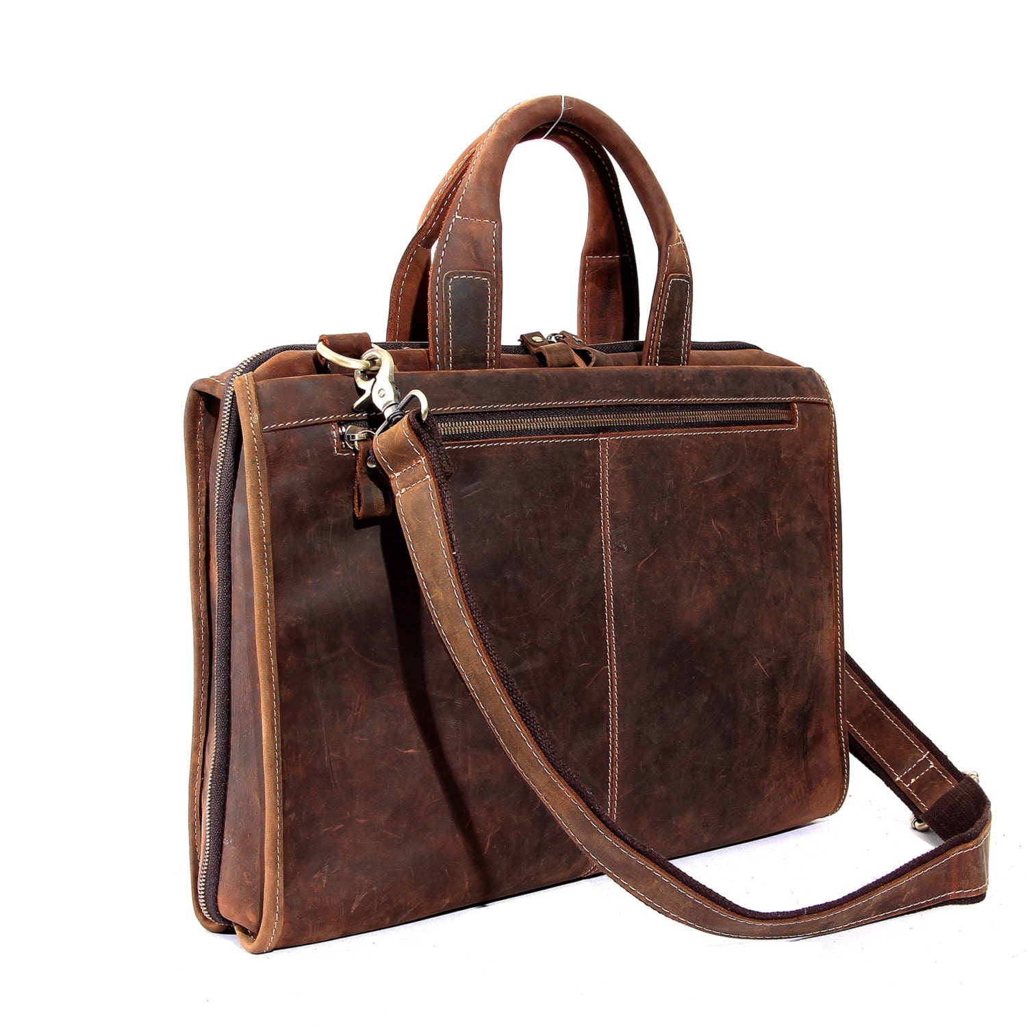 Handmade Vintage Leather Lawyer Briefcase Backpack Women