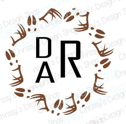 Download Deer antler and deer tracks svg file / animal monogram svg