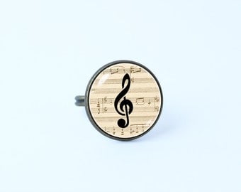 Sheet music ring Treble clef ring Gift for musician Music ring Treble clef jewelry Musical notes ring Music jewelry Music gift Music Lover