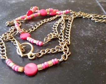 Pink and Gold Long Necklace