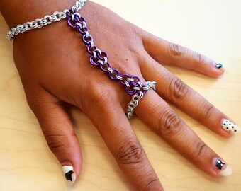 Silver and Purple Chainmaille Handflower