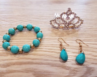Princess Elena of Avalor - Set of Earring, Crown and Bracelet