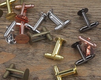 20pcs Cufflinks, Blank Cufflink tray, French Style Cufflinks,Metal Plated Cufflink,with 6mm/ 8mm/ 10mm/ 12mm Round Pad Base Settings (06088)
