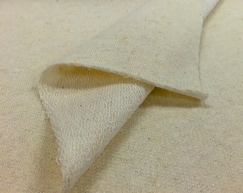 Hemp/Organic Cotton French Terry Fabric (Wholesale Price Available By the Bolt) - 6008HOR- Natural-USA Made Premium Quality - 1 Yard