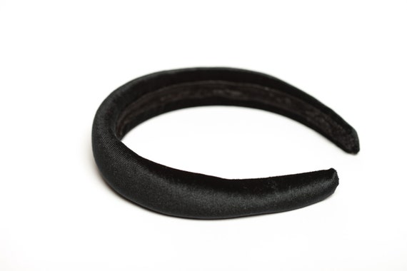 Black padded headband Velvet headband Black by GrandBloomStore