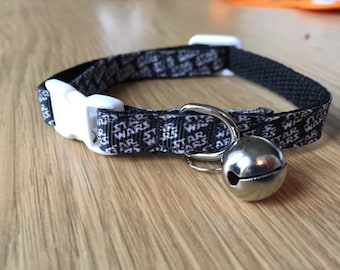 Black and White Star Wars Text Kitten/Cat Collar (Quick Release)