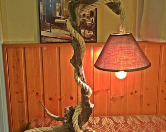 Unique Driftwood light table wooden lamp / driftwood lamp / rope lamp / driftwoods / Rustic home decor