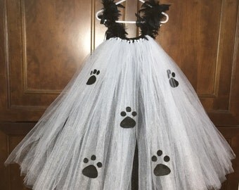 Cruella de Vil inspired tutu costume, infant/toddler halloween costume, halloween, dalmation costume, red and black tutu, cruella deville