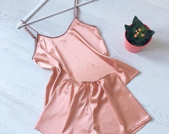 Women's satin pajamas set | Pajama | Orange Pajama | Silk Pajamas Set | Women's pajamas | Pajama Set