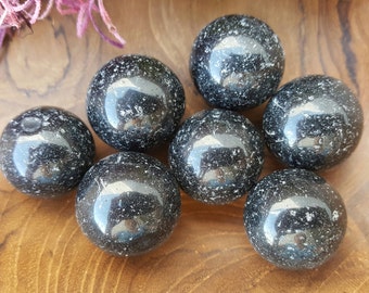Black Tourmaline Crystal Sphere - Hand Carved Gem Stone Ball for Crystal Grids or Terrarium 055