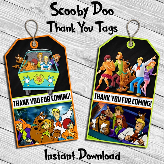 Scooby Doo Birthday Party Thank You Tag Thank by DreamsDigital