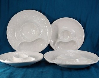 20% Off Sale Vintage California USA Ceramic Pottery Divided White Plates for your Vintage Kitchen