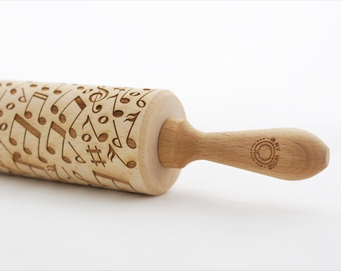 MUSIC rolling pin, embossing rolling pin, engraved rolling pin for a gift, NOTES, gift ideas, gifts, unique, autumn, wedding