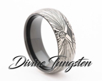 tungsten wedding band 8mm black dome polished star trek 50th warp speed design ring with free - Star Trek Wedding Ring tungsten wedding band 8mm black dome polished star trek 50th warp speed design ring with free - Star Trek Wedding Ring