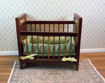 Dollhouse miniature furniture crib; twelfth scale, 1:12 scale. Item #276.