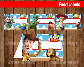 Toy Story Food Labels, Printable Toy Story food tent cards, Toy Story party food cards instant download