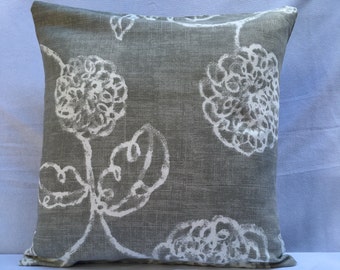 Items similar to 16x16 Embroidered Ivory and Greige Decorative Pillow
