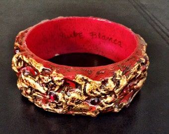 Fred Sexton papier mache 60s Nube Blanca artisan bangle bracelet