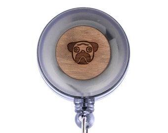 Pug Badge Holder with Retractable Reel, Badge Holder, Personalized Badge Holder, Corporate Gifts