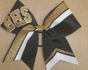 Custom cheer bow, you pick colors, team cheer bows, big softball bow, big cheer bow, glitter cheer bow, black and gold cheer bow