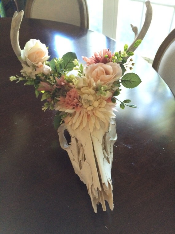 Items similar to Deer skull with floral crown on Etsy