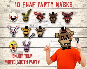 FNAF masks, FNAF photo booth, Five Nights at Freddy's masks, Photo party booth! 10 different masks + microphone!