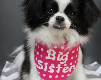 Dog Bandana, Personalized Dog Bandana, Tie on Dog Bandana, Big Sister Dog Bandana, Big Brother Dog Bandana