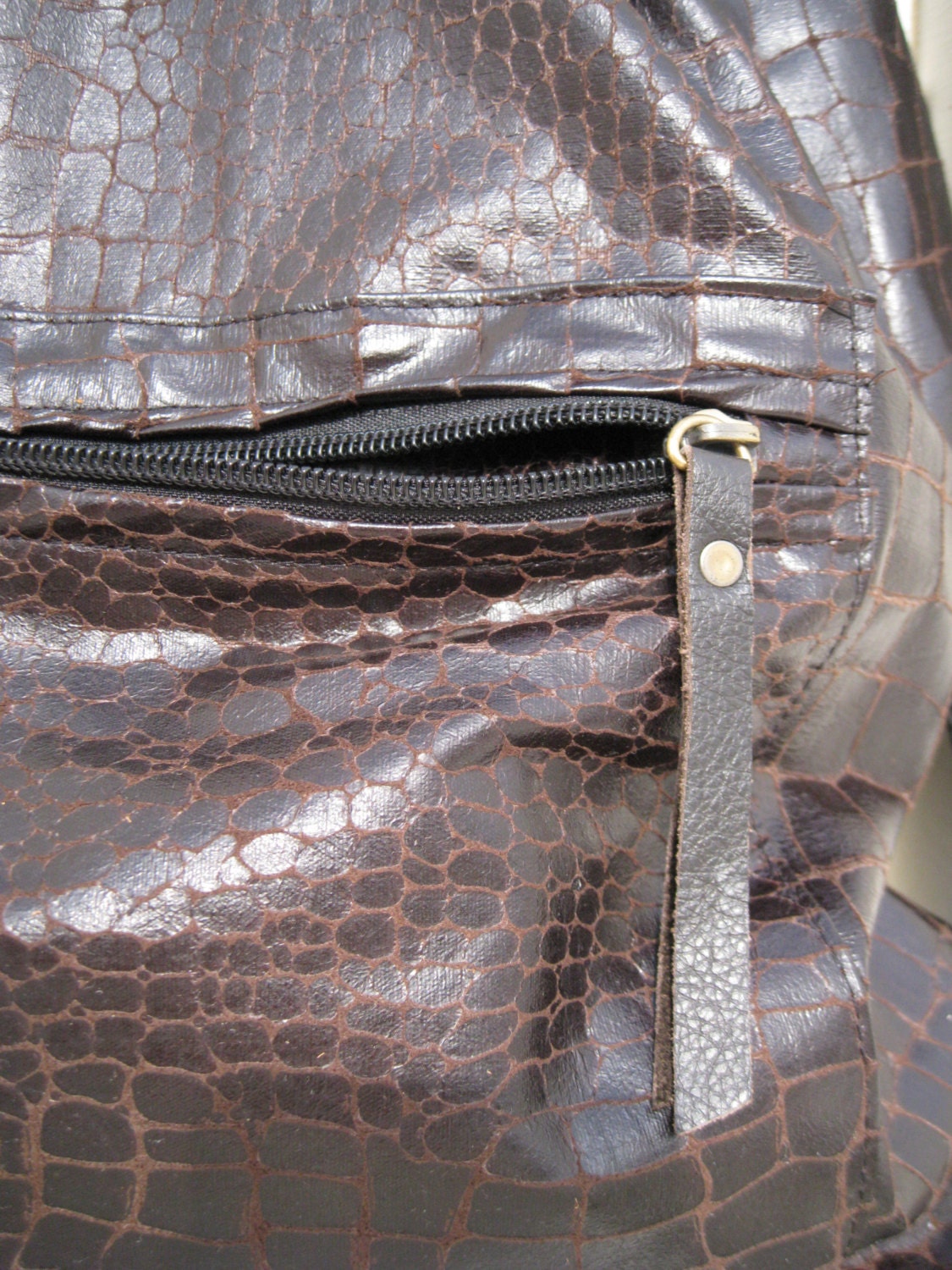 Brown drawstring backpack zipper pocketgym by bagonebagshop