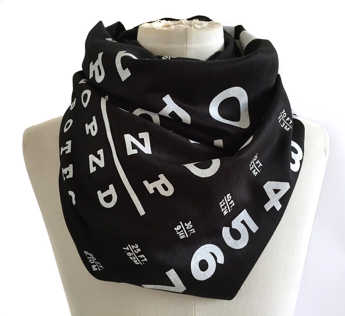 Eye Chart Scarf Eye Test Poster Printed scarf. Optical shop