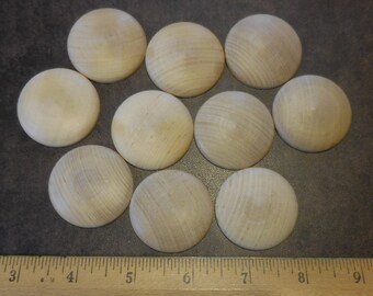 1-1/2" Unfinished Wood Domed Discs - 10 Pieces Round Puffed Circle #300888