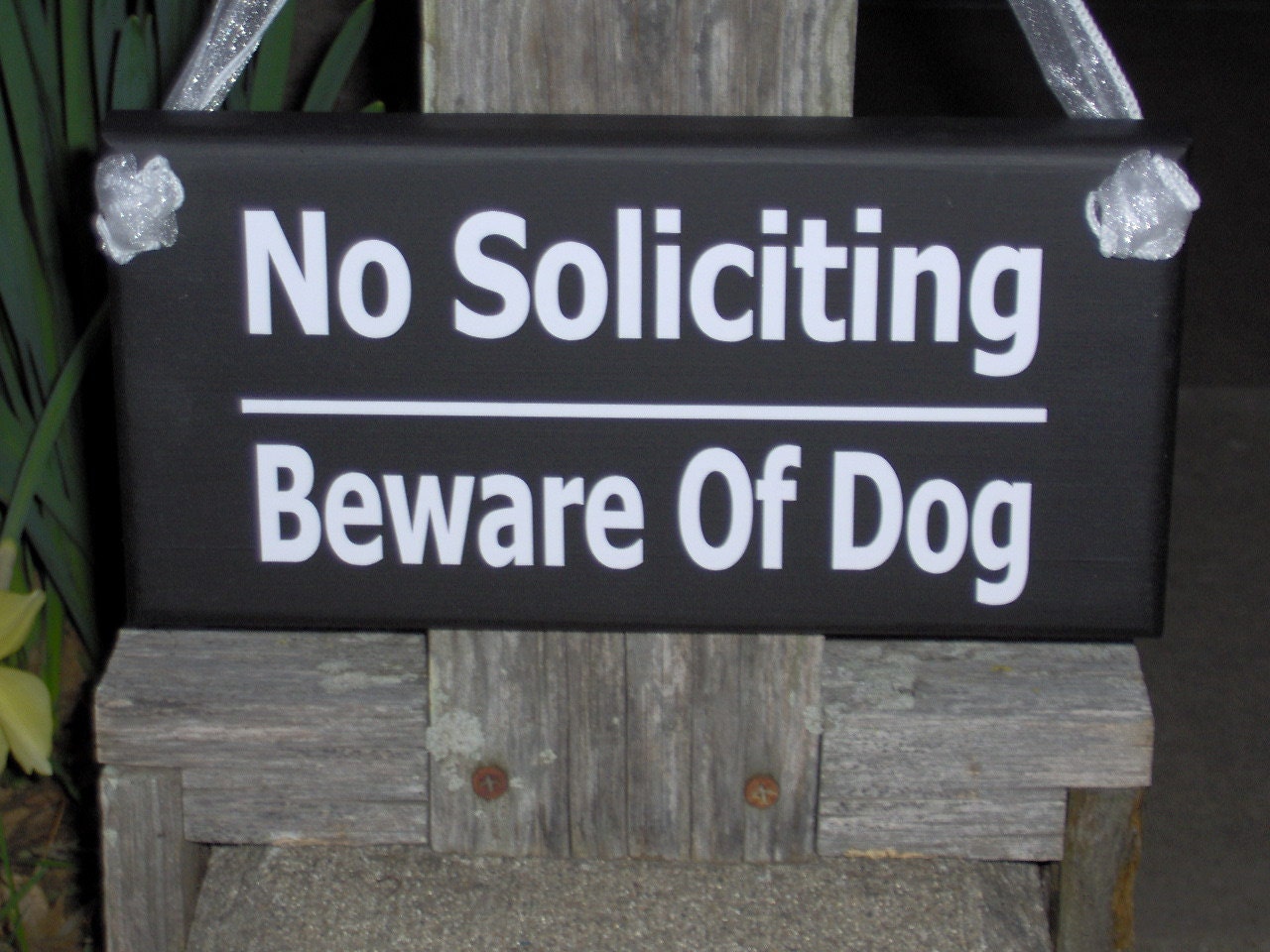 No Soliciting Beware Of Dog Wood Vinyl Sign Gate Sign Fence
