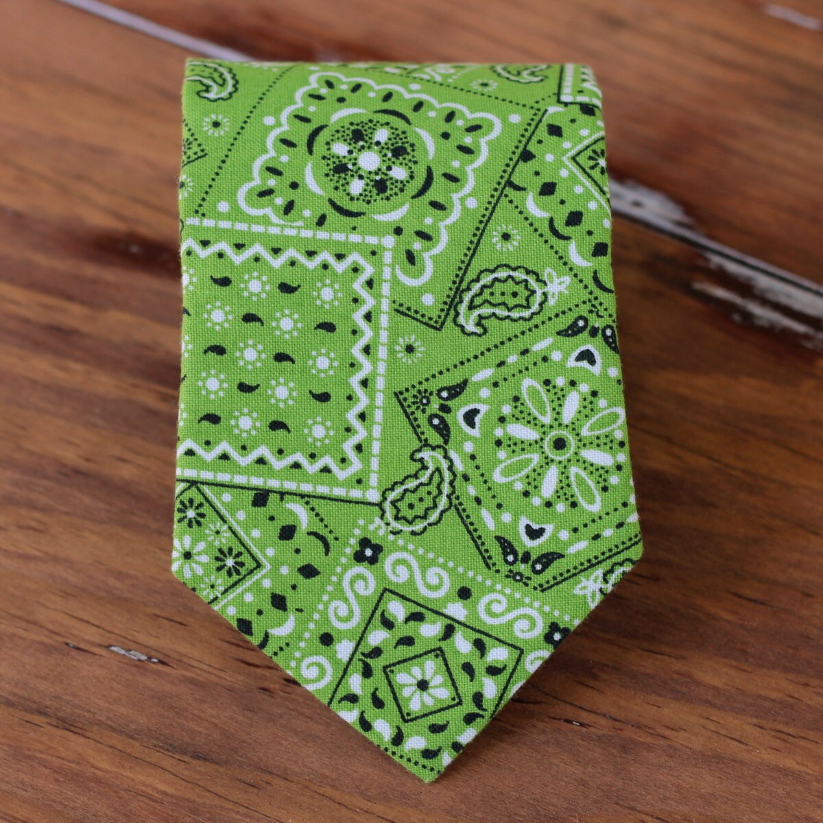 Boys Green bandana print necktie green bandanna inspired