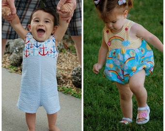 Baby Romper or Bubble Sewing Pattern - Long or Short Romper Pattern - Jon Jon Pattern