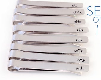 Set of 11 Personalized Tie Clips - Tie Clips - Groomsmen Gift - Hand Stamped Tie Bar - Custom Tie Bar - Monogrammed - Wedding Party