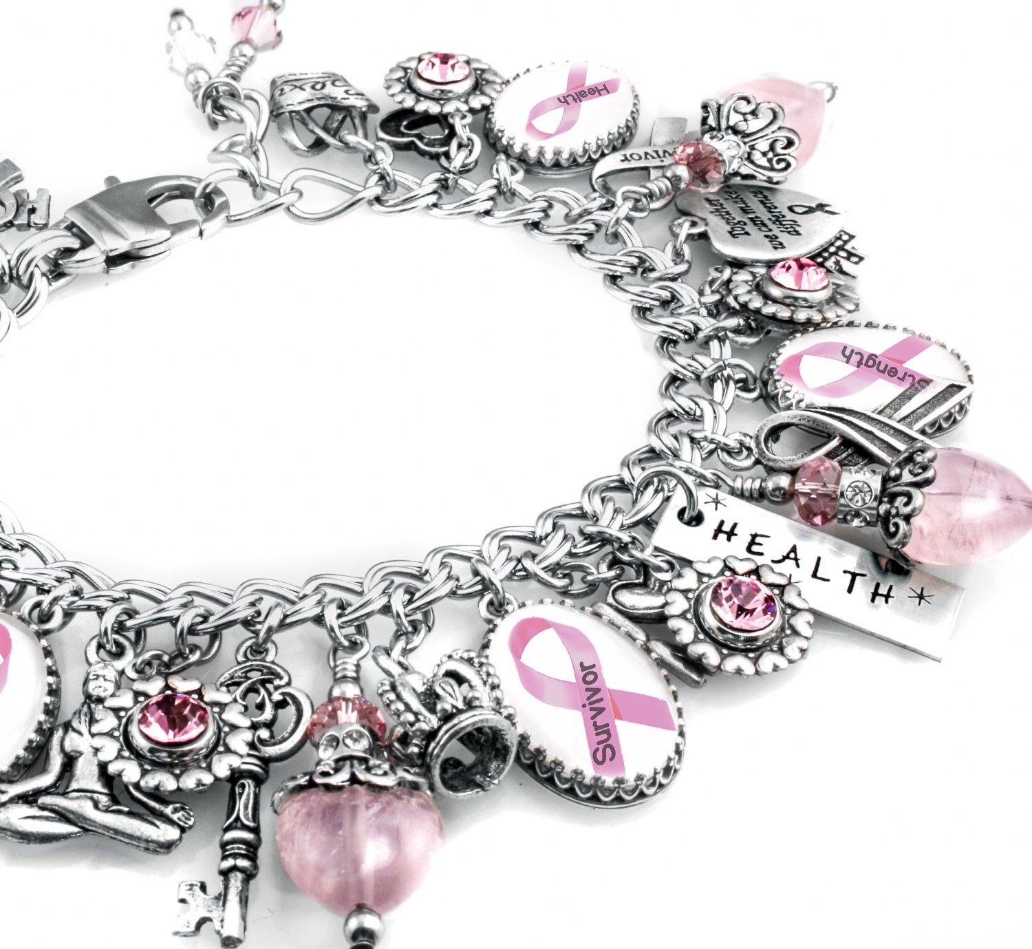 Personalized Cancer Awareness Charm Bracelet Custom Cancer