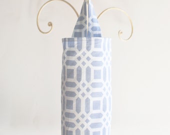 Fabric Plastic Grocery Bag Holder Grey Vivid Lattice