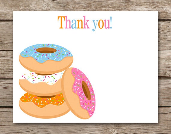 Doughnut Thank You Cards Donut Party Donut Birthday Girl Doughnut Thank You Cards Donut Party Donut Birthday Girl