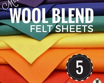 5 or 10 Merino Wool Felt Sheets, Wool Felt Bundle, Wool Blend Felt, Wool Felt Fabric, Wool Felt Sheets, Craft Felt Sheets, Merino Wool Felt