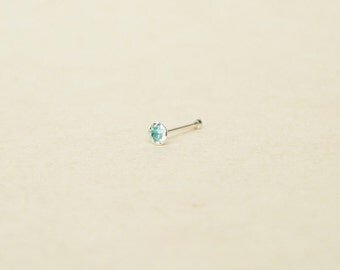 2 mm - Teeny Tiny Aquamarine Blue Crystal Rhinestone 925 Sterling Silver Nose Studs Hypoallergenic Nose Stud Cartilage Stud