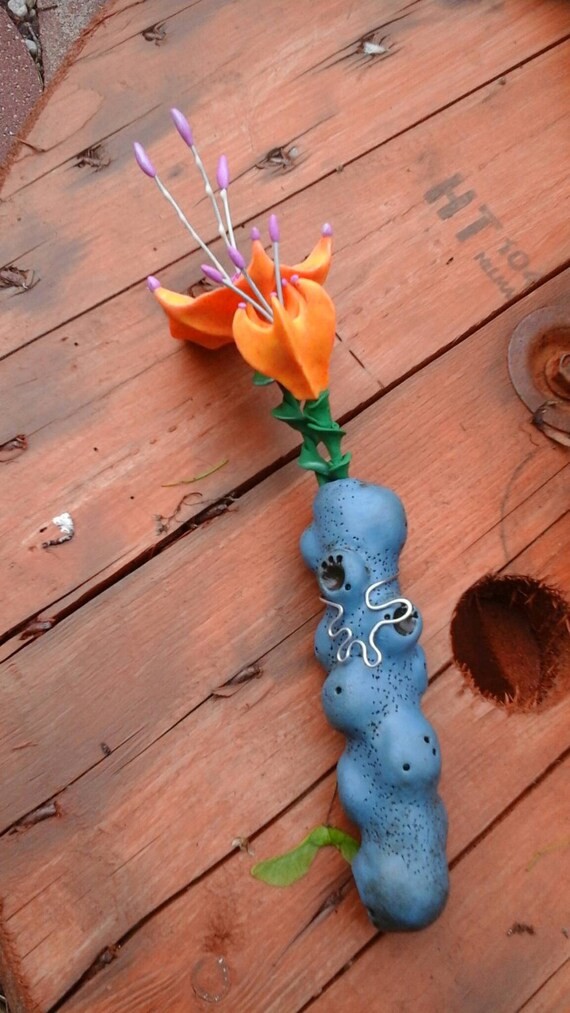 OOAK polymer clay wall art flower sculpture