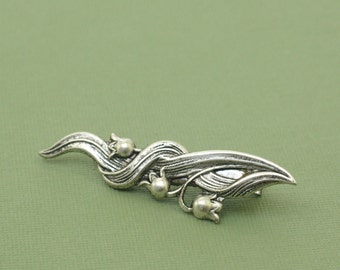 Lily hair clip floral vintage style romantic wedding silver bridesmaid barrette art nouveau 1920's style bridal