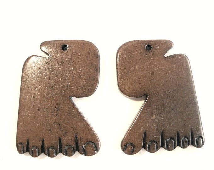 Pair of Brown Feet of Tagua Nut Charms