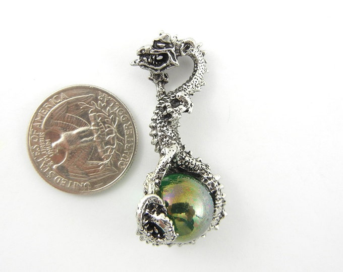 One Pewter Dragon and Tail Pendant