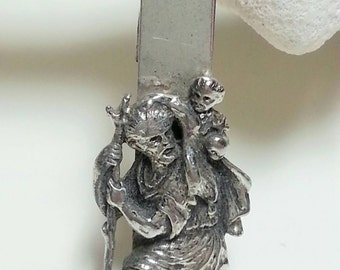 Vtg St Christopher sterling silver tie clip bar