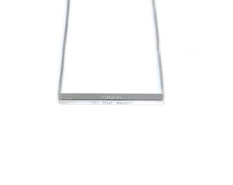 Personalised tube necklace in sterling silver engraved on all four sides of tube if you like.