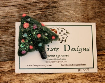 Needle Felted Christmas Tree Pin, Felted Christmas Tree Brooch, Felted Jewelry # 1659